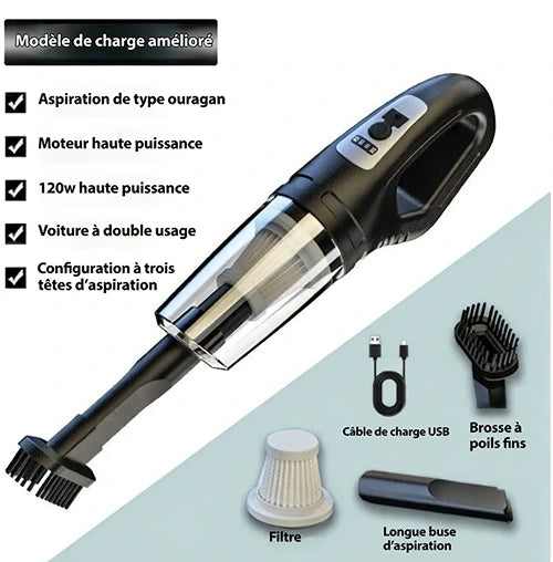 Aspirateur Voiture Sans Fil Puissant – Compact, Léger et Rechargeable